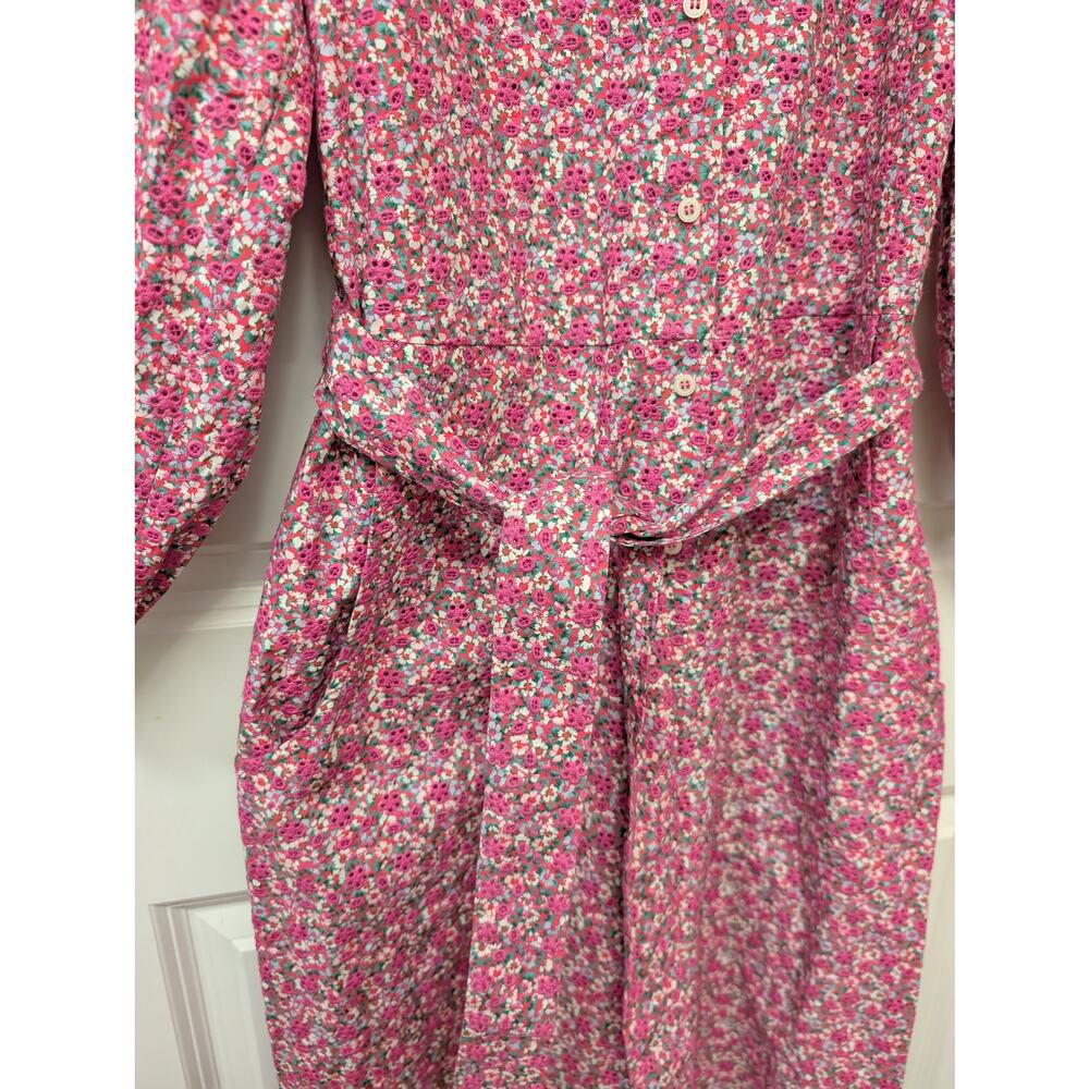 Maje Paicy Floral-Print Balloon-Sleeve Jumpsuit Tie Waist Embroidered Eyelet NWT - Picture 7 of 9